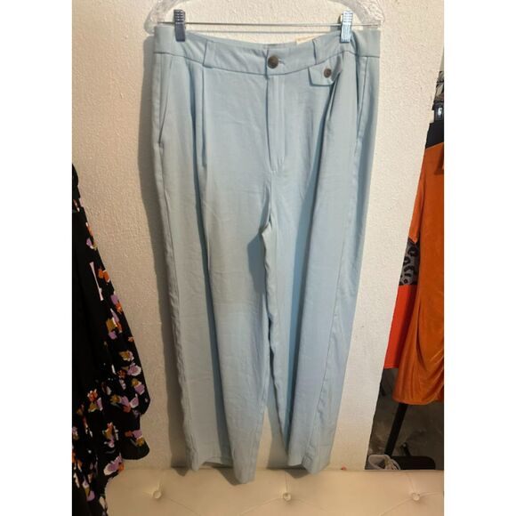 303 A New Day Light Blue Wide-Leg Pants • High-Rise Trousers Dress Pant - Picture 3 of 5
